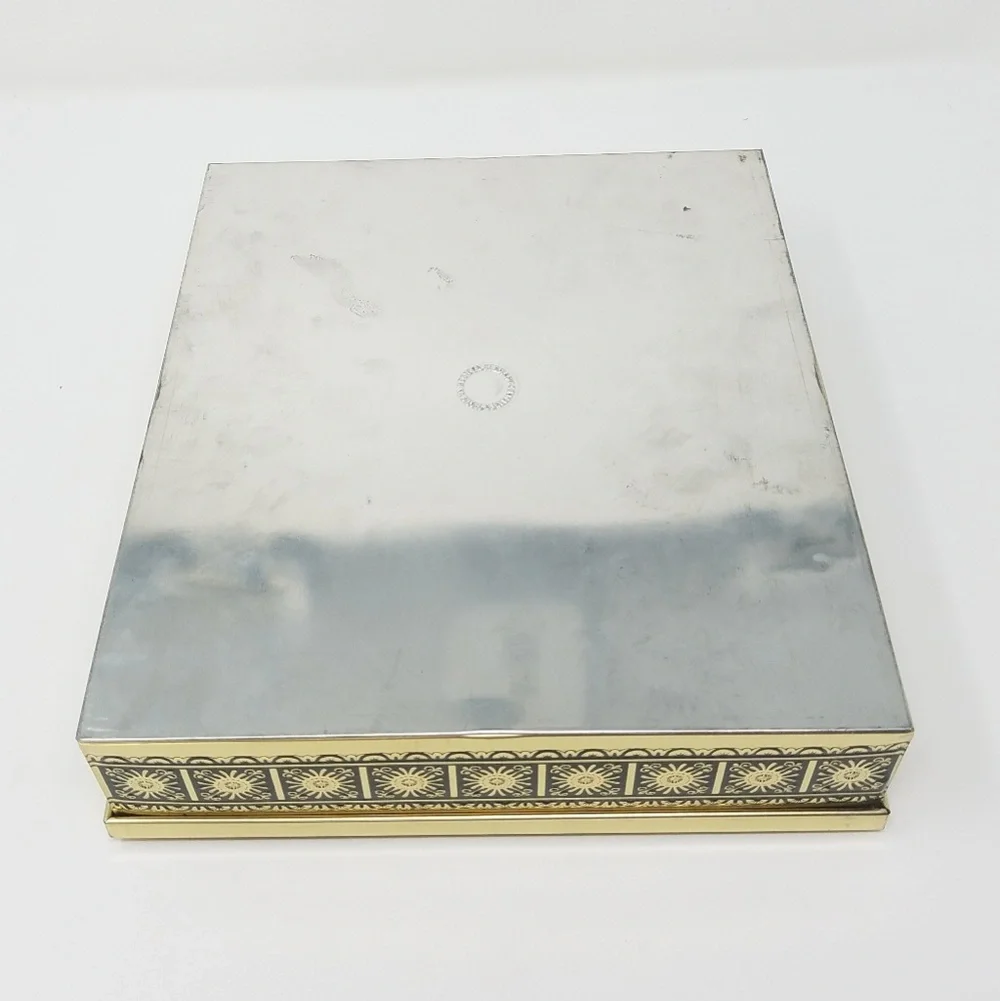 Vtg‎ West Germany velvet embossed chocolate tin box